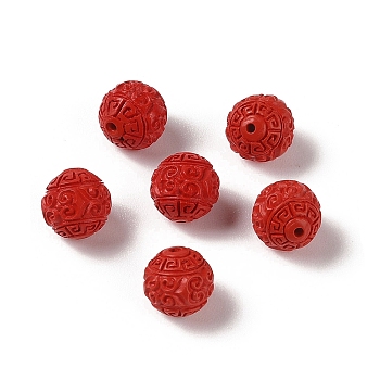 Synthetic Coral Carved Beads, Dyed, Round, FireBrick, 10.5mm, Hole: 1.4mm