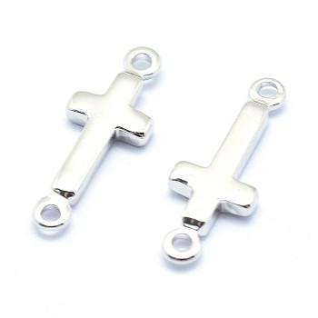 Brass Links connectors, Lead Free & Cadmium Free & Nickel Free, Sideways Cross, Real Platinum Plated, 13.5x5x1.5mm, Hole: 0.8mm