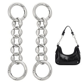 Alloy Bag Curb Chains, Bag Strap Extender, with Spring Gate Ring, Platinum, 14cm