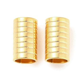 201 Stainless Steel Tube Beads, Grooved Column, Golden, 10x5.8mm, Hole: 4.5mm