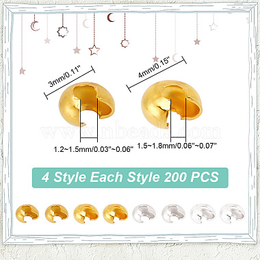 800Pcs 4 Style Brass Crimp Beads Covers(KK-AR0003-69)-2