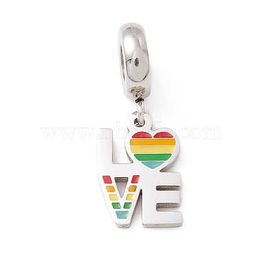 Colorful Word 304 Stainless Steel Dangle Charms