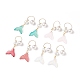 Glass Whale Tail with Imitation Pearl Cuff Earrings(EJEW-JE04996)-1