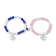 2Pcs 2 Color Valentine's Day Cat Eye Round Beaded Stretch Bracelets Set(BJEW-TA00432)-1
