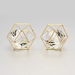 Brass Hollow Polygon Beads, with Floating Glass Beads Inside, Cadmium Free & Lead Free, Golden, 13x13x17mm(KK-M092-D-KCG)