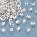 Brass Beads, Long-Lasting Plated, Cube, Silver, 3x3x3mm, Hole: 1.6mm(KK-D002-09B-S)
