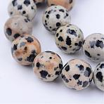 Natural Dalmatian Jasper Beads Strands, Round, 6~6.5mm, Hole: 1mm, about 58~60pcs/strand, 15 inch.(G-Q462-6mm-30)