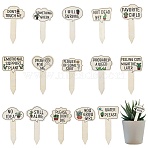 1 Set Wood Plant Labels, Funny Words Stakes, for Seed Potted Herbs Flowers Vegetables, Floral White, 115~118x67~68x2.5~2.7mm, 15pcs/set(AJEW-CP0007-40)