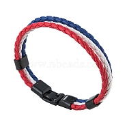 PU Leather Triple Layer Multi-strand Bracelets, with Alloy Clasp, for Independence Day, White, 8-1/8 inch(20.5cm)(PW-WG47313-06)