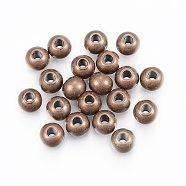 304 Stainless Steel Beads, Round, Red Copper, 8x6.5mm, Hole: 3mm(STAS-H394-8mm-15R)