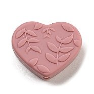 Silicone Focal Beads, Silicone Teething Beads, Heart, Flamingo, 21x25x8.5mm, Hole: 2mm(SIL-P008-B08)