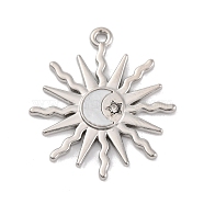 Alloy Acrylic Sheet Pendants, with Crystal, Sun, Platinum, 27.5x25x2mm, Hole: 1.6mm(FIND-U007-15P)