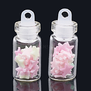 Handmade Polymer Clay Nail Art Decoration Accessories, with Glass Wishing Bottle and CCB Plastic Bottle Stopper, Star, Pink, 4.5~5x5~6x0.5~1mm, bottle: 27.5x11mm, hole: 3mm(MRMJ-N032-55)