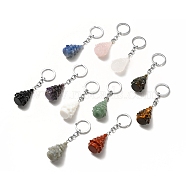 Natural & Synthetic Gemstone Keychain, with Iron Split Key Rings, Christmas Tree, 90mm(G-G997-D)