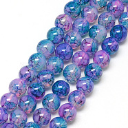 Baking Painted Glass Beads Strands, Imitation Opalite, Round, Lilac, 6mm, Hole: 1.3~1.6mm, about 133pcs/strand, 31.4 inch(DGLA-Q023-6mm-DB72-01)