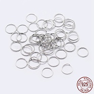 Rhodium Plated 925 Sterling Silver Open Jump Rings, Round Rings, Platinum, 22 Gauge, 6x0.6mm, Inner Diameter: 5mm, about 200pcs/10g(STER-F036-02P-0.6x6mm)