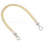 PU Imitation Leather Braided Bag Handle, Bag Strap, with Alloy Snap Clasp, Gold, 49.5x1.3cm, Inner Diameter: 1.5cm(FIND-WH0037-22P-02)