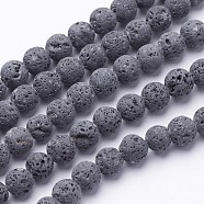 Unwaxed Natural Lava Rock Bead Strands, Round, 6mm, Hole: 1mm, about 62pcs/strand, 15.5 inch(X-G-F309-6mm)