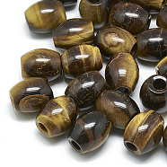 Natural Tiger Eye Beads, Large Hole Beads, Barrel, 17~19x15~16mm, Hole: 5.5mm(X-G-T093-01)