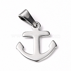 Tarnish Resistant 304 Stainless Steel Pendants, Anchor, Stainless Steel Color, 18x16x1mm, Hole: 8x3mm(X-STAS-I127-060P)