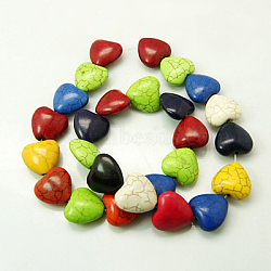 Synthetic Turquoise Beads Strands, Heart, Mixed Color, 16x16x8mm, about 16pcs/strand, 76g/strand, 6strands/500g(TURQ-H055-16x16x8mm-23)