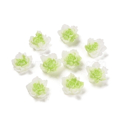Luminous Resin Decoden Cabochons, Glow in the Dark Flower, Green, 10x10x5mm(RESI-K036-06F-02)