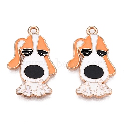 Alloy Pendant, with Enamel, Dog Charm, Dark Orange, 25.5x16x1.3mm, Hole: 1.6mm(ENAM-Z008-01H-KCG)