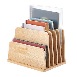 5-Slot Bamboo Slotted Display Stands, Rectangle, Moccasin, 25x19x18.1cm(ODIS-WH0038-300)