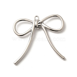 Alloy Pendants, Bowknot Charms, Lead Free & Cadmium Free & Nickel Free, Rack Plating, Platinum, 40x42x5mm, Hole: 2mm(FIND-H015-02P)