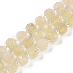 Natural Lemon Jade Beads Strands, Faceted, Rondelle, with Seed Beads, 7.5~8x6.5mm, Hole: 1.4mm, about 45~46pcs/strand, 15.75''(40cm)(G-H057-A04-01)