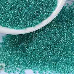 MIYUKI Round Rocailles Beads, Japanese Seed Beads, (RR3742) Fancy Lined Teal Green, 15/0, 1.5mm, Hole: 0.7mm, about 27777pcs/50g(SEED-X0056-RR3742)