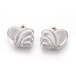 304 Stainless Steel Textured Pendants, Bumpy, Heart, Stainless Steel Color, 13.5x16x3.5mm, Hole: 1.6mm(STAS-F187-19P)