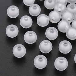Frosted Acrylic Beads, Bead in Bead, Round, White, 7~8mm, Hole: 2mm, about 2030pcs/500g(FACR-Q006-8mm-01)