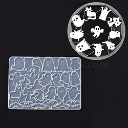 DIY Ghost Decoration Silicone Molds, Quicksand Molds, Resin Casting Molds, For UV Resin, Epoxy Resin Craft Making, Halloween Theme, White, 181x132x5mm, Inner Diameter: 16~36x21~36mm(DIY-D060-07)
