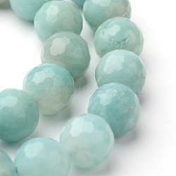 Natural Amazonite Beads Strands, Faceted, Round, 8mm, Hole: 1mm, about 46pcs/strand, 15 inch(G-J376-17-8mm)