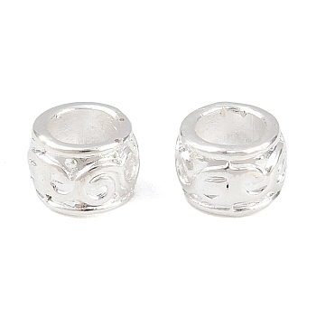 Alloy Beads, Barrel, Rack Plating, Long-Lasting Plated, Silver, 5x4mm, Hole: 3mm