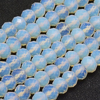 Opalite Beads Strands, Faceted, Rondelle, 8x5mm, Hole: 2mm, about 65pcs/strand, 15.1 inch(38.5cm)