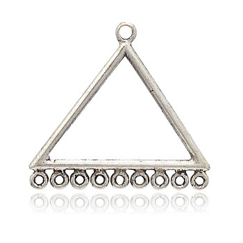 Triangle Ring Tibetan Style Alloy Chandelier Component Links, Antique Silver, 31x34x1.5mm, Hole: 1mm