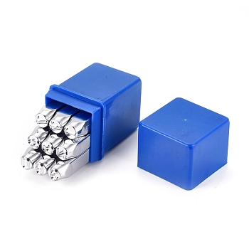 Iron Seal Stamps Set, for Imprinting Metal, Wood, Plastic, Leather, More, Including Number 0~9, Platinum, 64x10x10mm, 9pcs/box