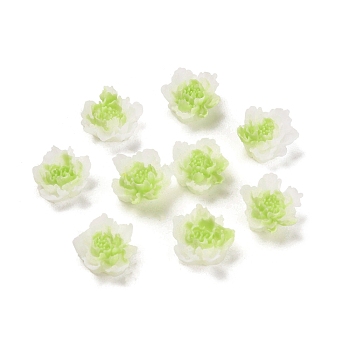 Luminous Resin Decoden Cabochons, Glow in the Dark Flower, Green, 10x10x5mm