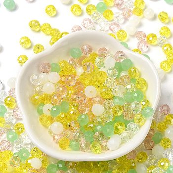Glass Beads, Faceted, Rondelle, Champagne Yellow, 6x5mm, Hole: 1mm, about 280pcs/60g