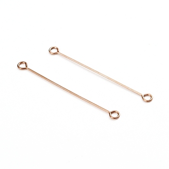 Ion Plating(IP) 304 Stainless Steel Eye Pins, Double Sided Eye Pins, Rose Gold, 36x0.6mm, Hole: 1.5mm