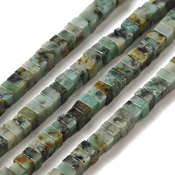 Natural African Turquoise(Jasper) Beads Strands, Square, 3x3x1.5mm, Hole: 1mm, about 240pcs/strand, 16.14 inch(41cm)