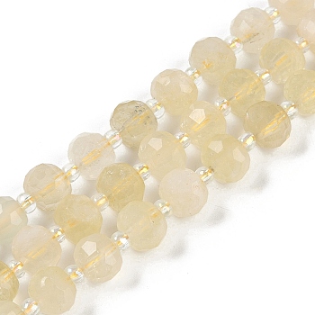 Natural Lemon Jade Beads Strands, Faceted, Rondelle, with Seed Beads, 7.5~8x6.5mm, Hole: 1.4mm, about 45~46pcs/strand, 15.75''(40cm)