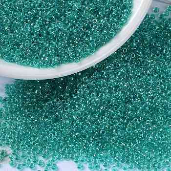 MIYUKI Round Rocailles Beads, Japanese Seed Beads, (RR3742) Fancy Lined Teal Green, 15/0, 1.5mm, Hole: 0.7mm, about 27777pcs/50g