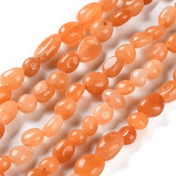 Natural Red Aventurine Beads Strands, Nuggets, Tumbled Stone, 4.5~11.5x3~7x3.5~6mm, Hole: 1.2mm, about 48~68pcs/strand, 15.35~15.94''(39~40.5cm)