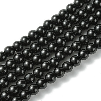 Eco-Friendly Grade A Glass Pearl Beads, Pearlized, Round, Black, 6mm, Hole: 1.2~1.5mm, about 68pcs/Strand, 16''(40.64cm)