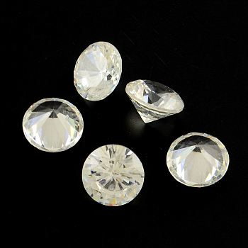 Diamond Shaped Cubic Zirconia Pointed Back Cabochons, Faceted, Clear, 18mm