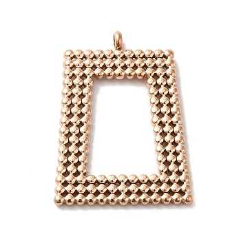 Ion Plating(IP) 304 Stainless Steel Pendants, Trapezoid Charm, Rose Gold, 27x20x1.5mm, Hole: 1.8mm