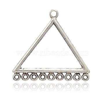Triangle Ring Tibetan Style Alloy Chandelier Component Links, Antique Silver, 31x34x1.5mm, Hole: 1mm(PALLOY-J659-71AS)